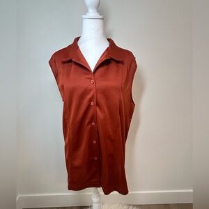 Vintage Rust Sleeveless Button-Down – Size 2X (Veia Lady)